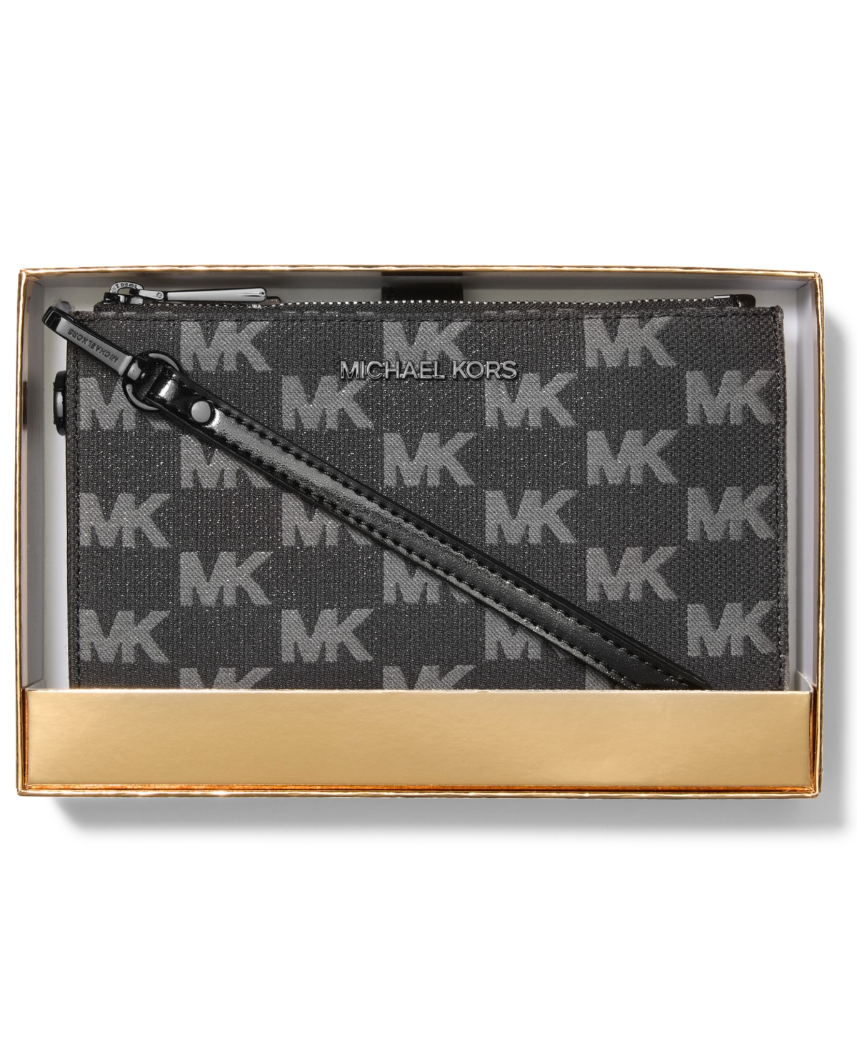 Michael Kors Michael  Jet Set Double Zip Wristlet In Black
