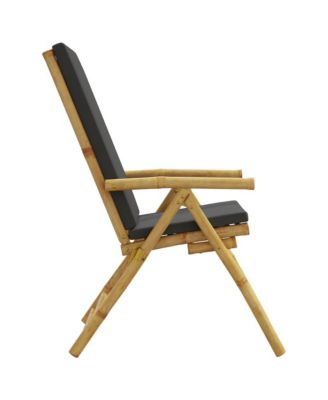 Folding Patio Reclining Chairs 2 pcs with Cushions Bamboo