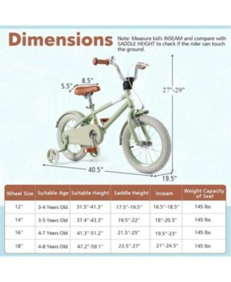 Kids Bike with Adjustable Handlebar and Saddle Green-14 Inches