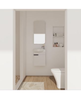 Soft Close Doors Bathroom Vanity With Sink 16 Inch For Small Bathroom