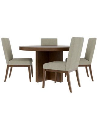 Furniture - Davie Cracked Oak 54" Round Dining 5 Pc. Set (Table & 4 Upholstered Chair)