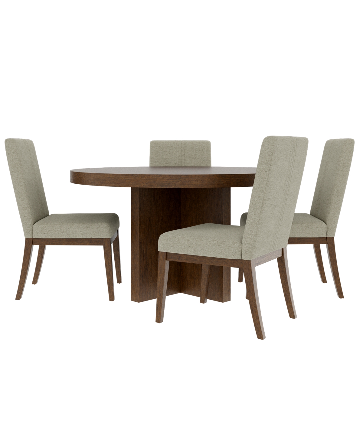 Macy's Davie Cracked Oak 54" Round Dining 5 Pc. Set (table & 4 Upholstered Chair)