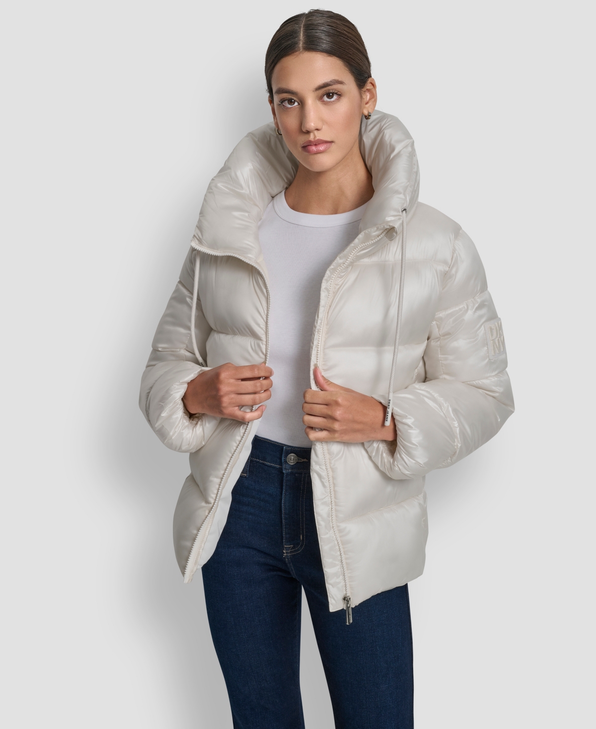 Dkny Jeans Women's Long Sleeve Quilted Puffer Jacket