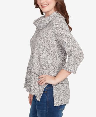 Petite Cowl Neck Space Dye Chenille Knit Top