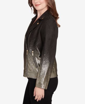 Petite Metallic Ombre Moto Jacket