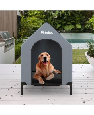 43'' Elevated Dog House for Small Breeds Large Pet House w/ Ventilated Windows