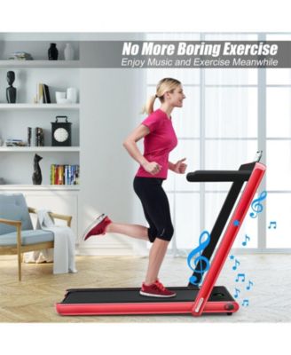 2.25HP 2 in 1 Folding Treadmill with APP Speaker Remote Control-Red