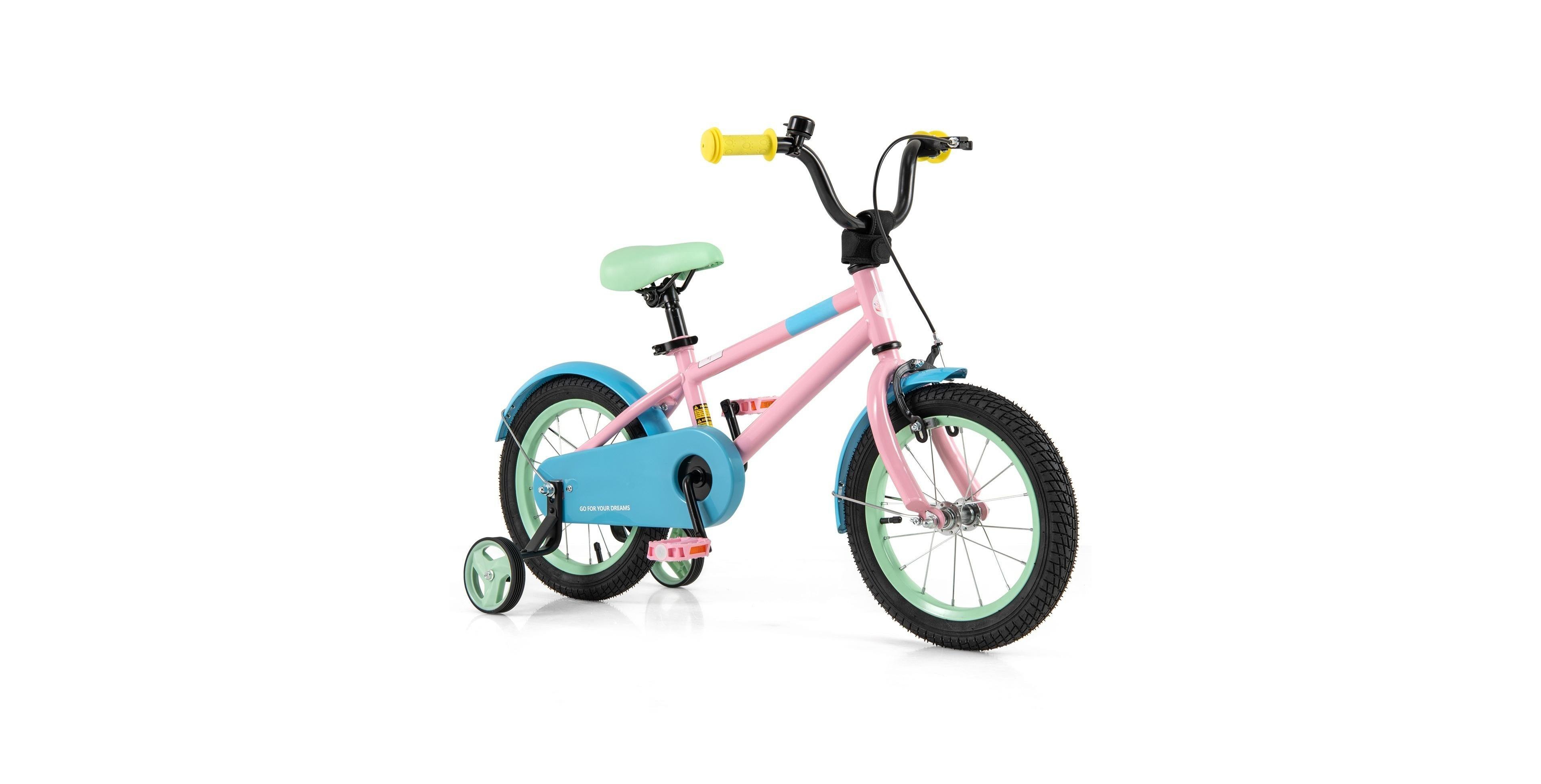 Kids Bike with Adjustable Handlebar and Saddle Pink-14 Inches