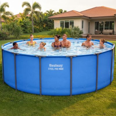 Steel Pro MAX 15' x 48" Round Above Ground Swimming Pool for Backyard