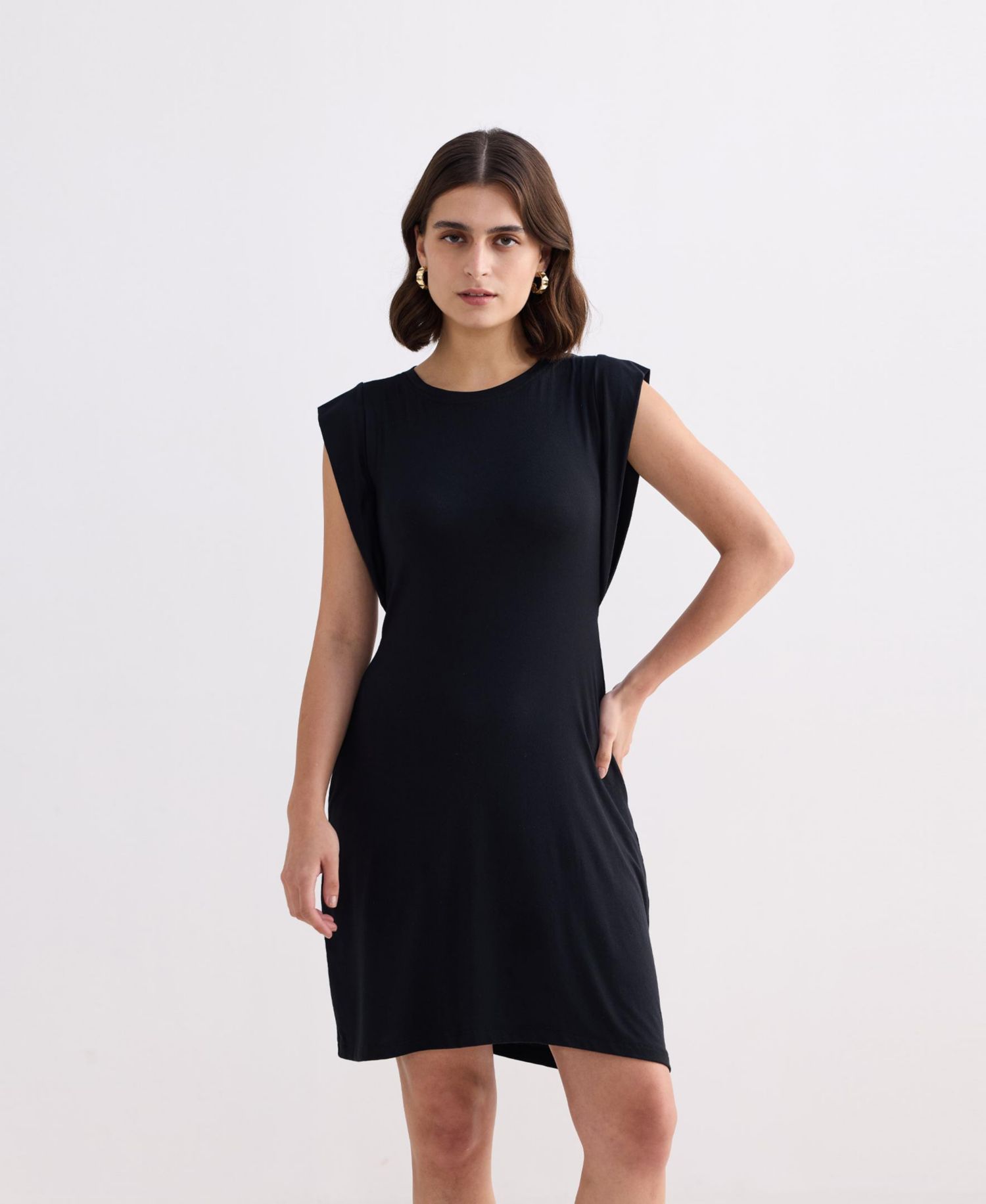 Women's Muscle Tee Short Dress in Black