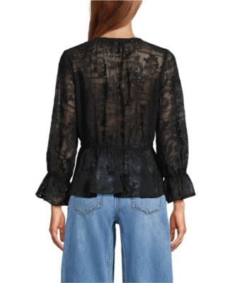 Women's Feminine Ruffle Chiffon V Neck Blouse