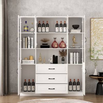 6-door 2-drawer kitchen storage cabinet with movable shelves,pantry