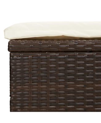 Sunbed Brown PE Rattan, Powder-Coated Steel 83.9x24.8x38.2 in