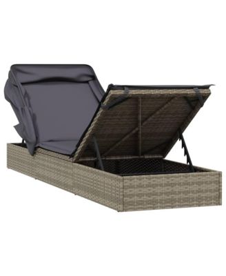 Sunbed Grey PE Rattan, Powder-Coated Steel 83.1 x 25.6 in