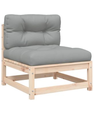 Patio Sofa Gray, Natural Wood