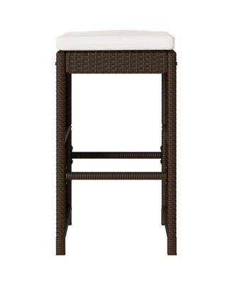 Garden Bar Stool Set of 4 Brown, Cream white