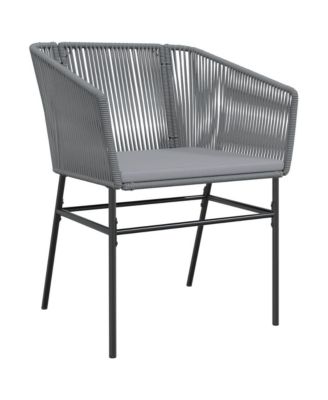 Garden Chair Gray PE rattan, Powder-Coated Steel Medium