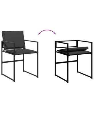 Garden Chair Set of 4 Black and Dark Grey