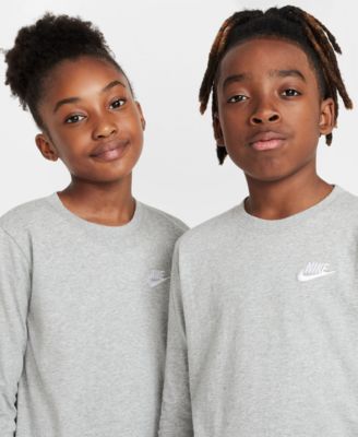 Boys and Girls Sportswear Logo Embroidered Long-Sleeve T-Shirt 