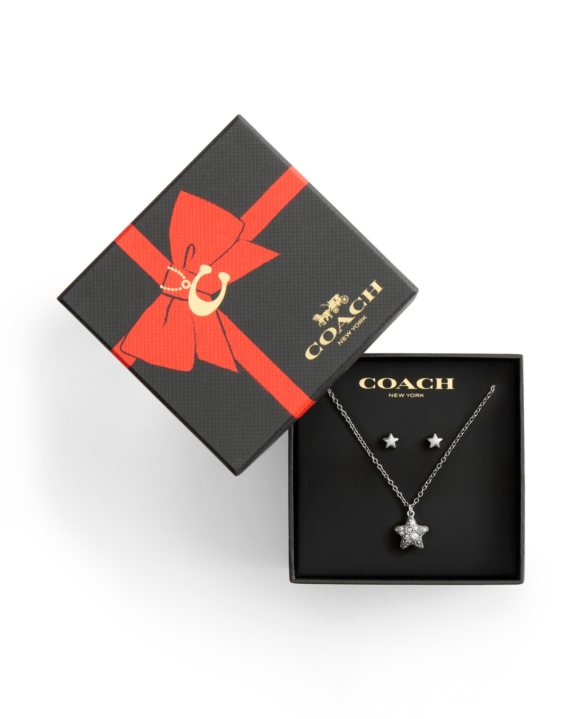 Coach Rhodium Plated Pave Star Jewelry Set - Crystal/Rhodium