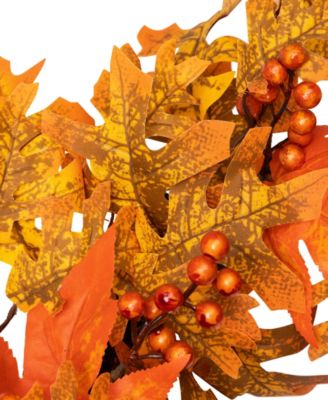 Fall Leaves Pumpkins And Berries Artificial Thanksgiving Wreath Unlit, 22"