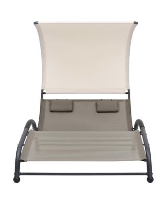 Sun Lounger Taupe Textilene, steel Double Double Sun Lounger