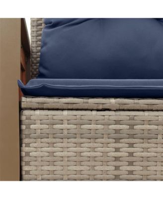 Patio Sofa with Cushions 2-Seater Gray Poly Rattan