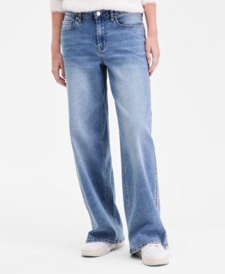 Juniors' Ultra 90s Metallic-Stripe Jeans
