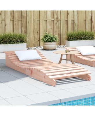 Sun Lounger Brown Solid Douglas wood Full-sized Foldable