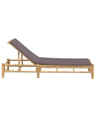 Sun Lounger Bamboo, Dark Grey Bamboo, 100% polyester Large