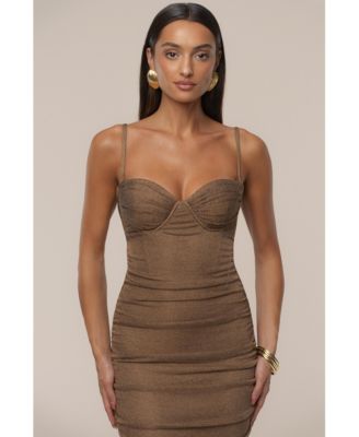 Women's Ruched Metallic Maxi Dress