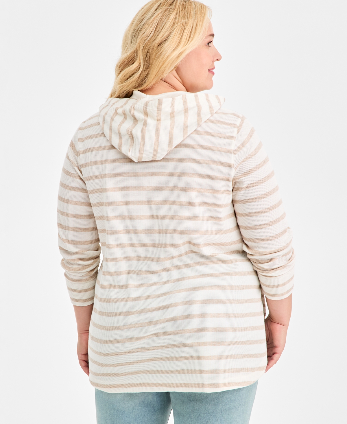 Style & Co Plus Waffle-Knit Hooded Sweatshirt, Macy's Exclusive