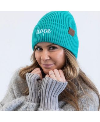 Women's Embroidered Hope Beanie - Teal