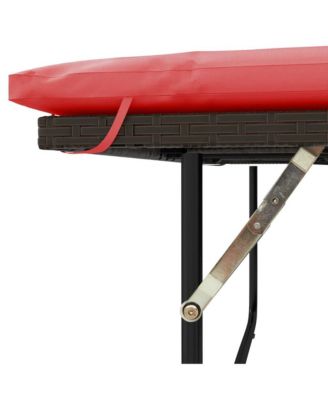 Patio Sofa Brown and Red Poly Rattan 2-Seater