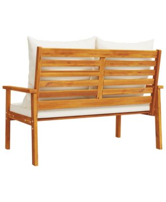 Garden Sofa Bench Cream White, Natural Wood