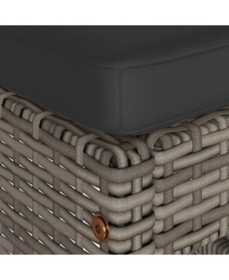 Garden Bar Stool Set of 4 Grey PE rattan Standard