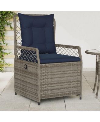 Reclining Patio Chair Gray and Navy Blue