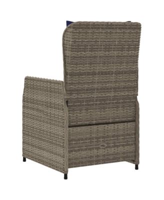 Reclining Patio Chair Gray PE rattan Standard Adjustable Feet