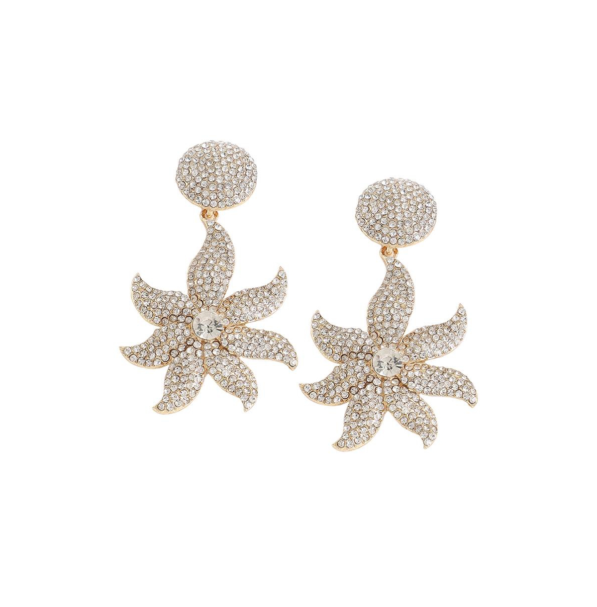 Sohi Women's Flora Bling Drop Earrings In Gold