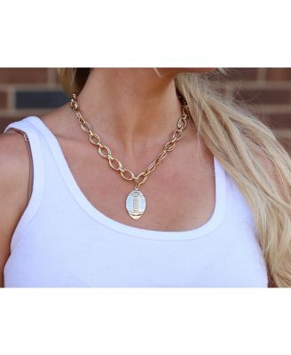 14k Gold Plated Chain And Football Charm Necklace