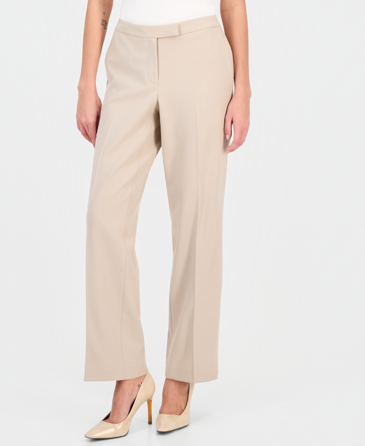 Le Suit Women's Notch-lapel Mid-rise Pantsuit In Neutral