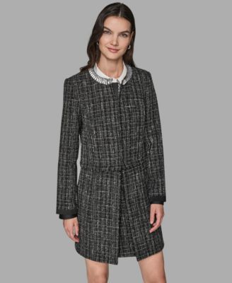 KARL LAGERFELD PARIS - Women's Round Neck Novelty Topper Jacket