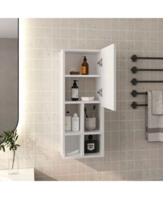 Kinta Wall Cabinet, 1 Door, 6 Shelves, White