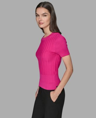 Women's Ribbed Short-Sleeve Sweater 