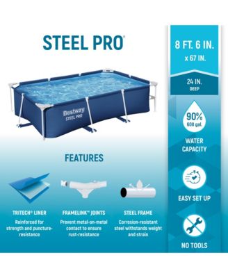 Steel Pro 8.5'x67"x24" Rectangular Above Ground Outdoor Swimming Pool