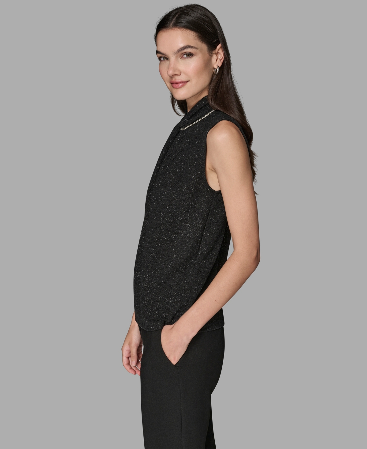 Karl Lagerfeld Paris Women's Sleeveless Novelty Knit Top