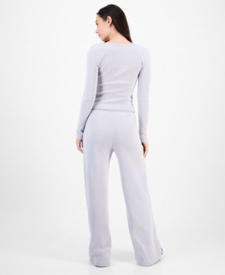 Juniors' Hacci Henley Top & Matching Pants