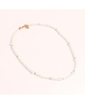 Freshwater Pearl & Stainless Steel Beaded Necklace with Mixed 6–7 mm and 3–4 mm Pearls