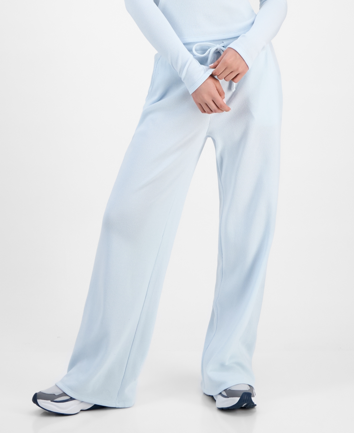 Madden Girl Juniors' Hacci-knit Wide-leg Sweatpants In Blue