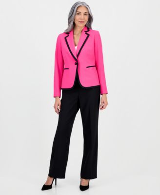Le Suit - Women's Notch-Lapel Colorblocked Pantsuit